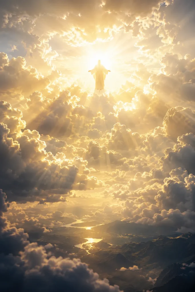 Jesus nas nuvens brilhando em glória