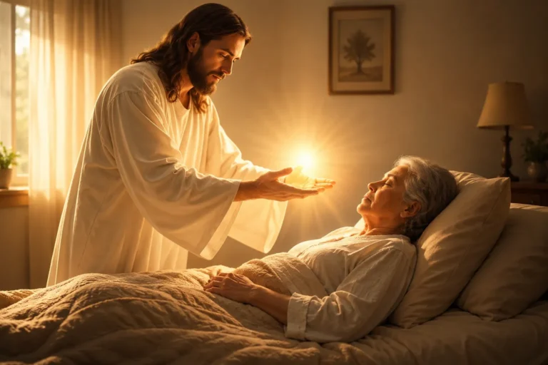 Jesus Curando uma pessoa acamada com sua gloria e poder