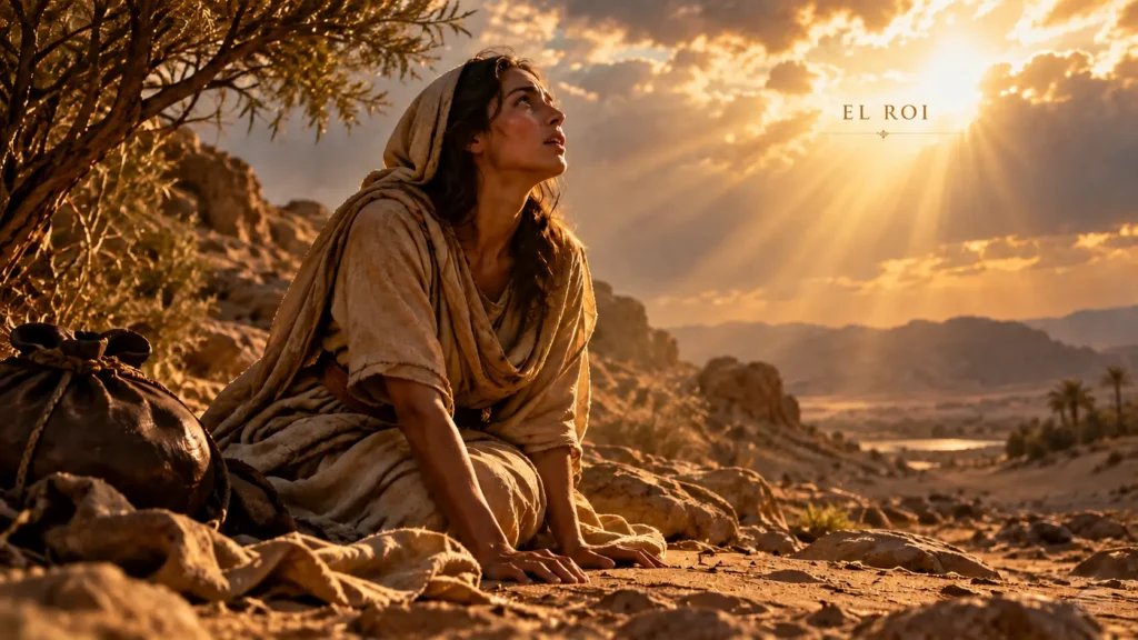 Agar no deserto representando El Roi, o Deus que vê